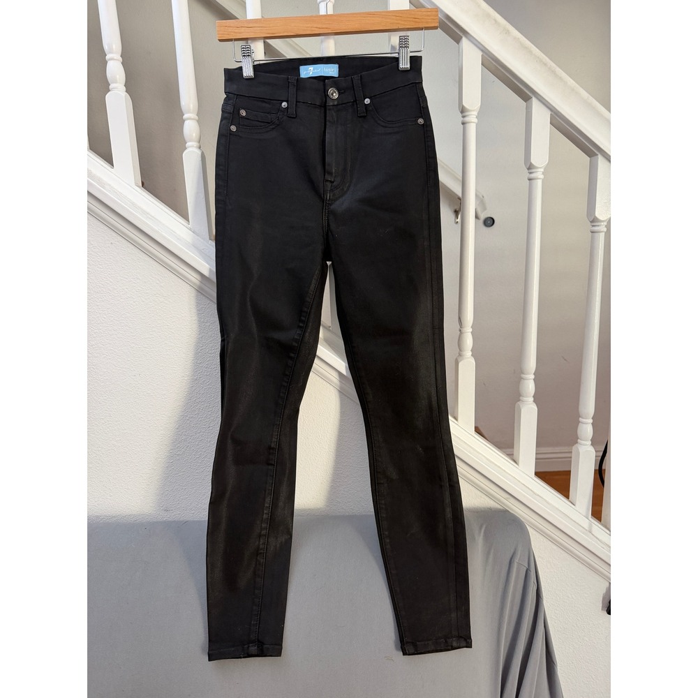7 For All Mankind b(air) Coated Skinny Jeans Black AU8693930C Size 26